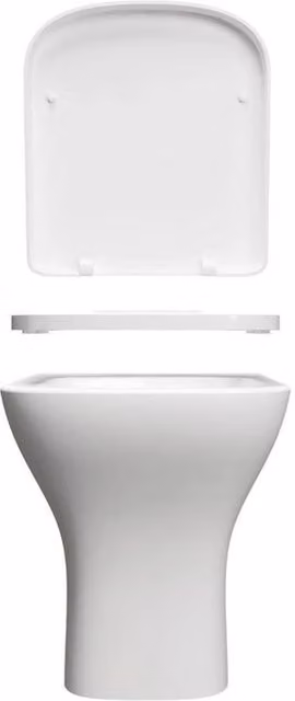 NESTLUNE White Ceramic Back To Wall Toilet Pan with Soft Close Seat, W: 52.0 cm, D: 49.0 cm, H: 40.0 cm