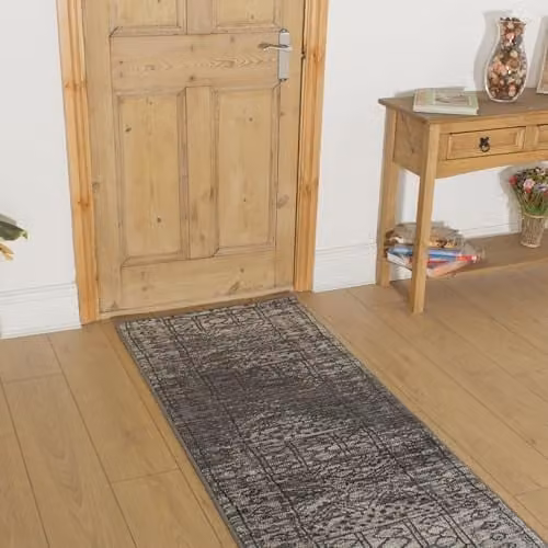 runrug Afrikans Hallway Runner Rug, Grey, W: 80 cm, L: 210 cm, Thickness: 9 mm