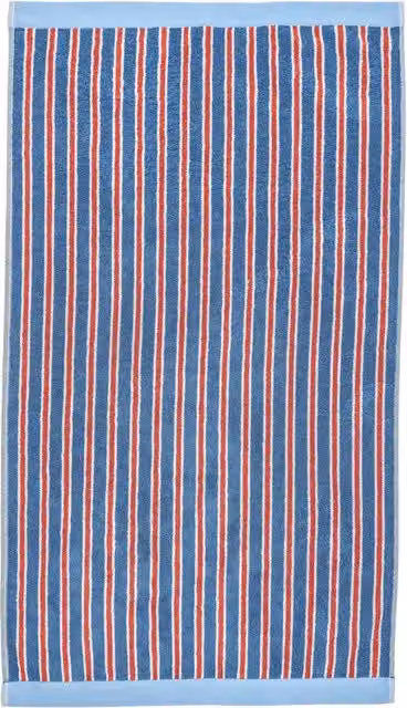 Land & Shore Blue and Red Striped Maritime Cotton Terry Velour Bath Towel