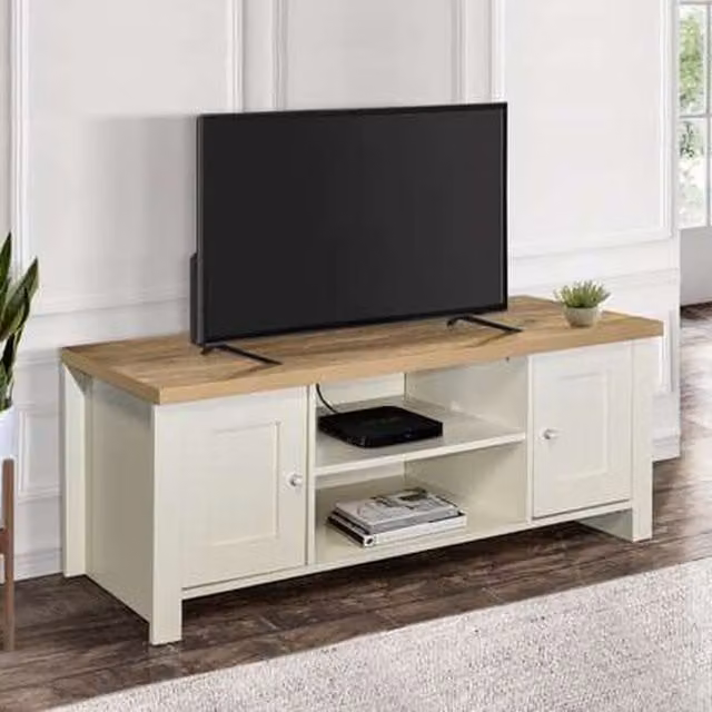 Birlea Classic Freestanding Media Unit in White and Oak Wood