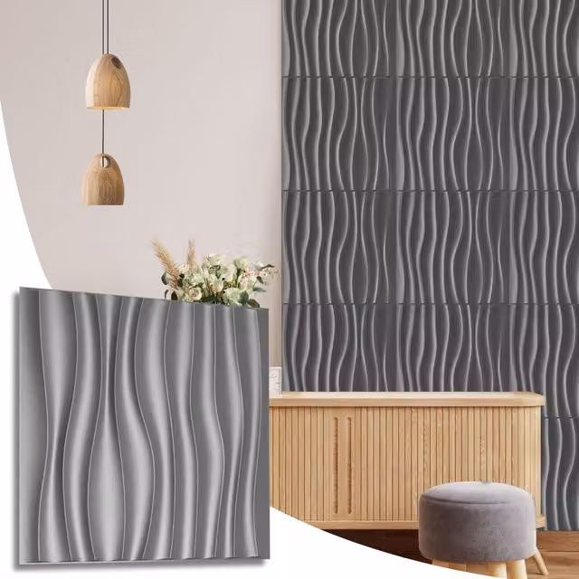 NOVECRAFTO Silver Waves 3D PVC Wall Panels, W/D/H: 50 x 50 x 1.2 cm