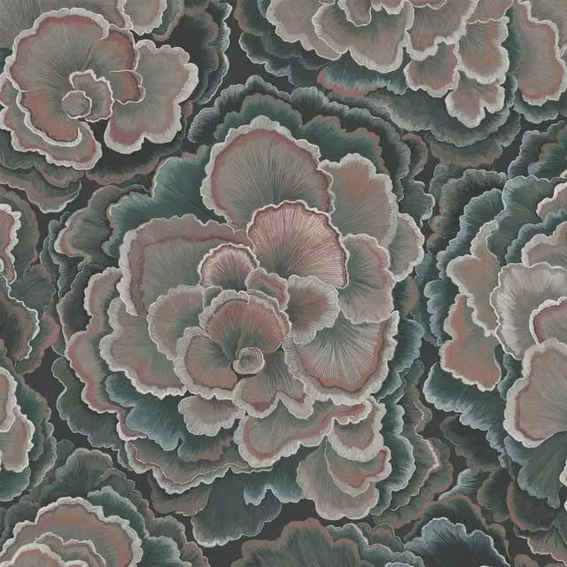 Trametes Hosta Botanical Floral Art Nouveau Wallpaper in Multicolour