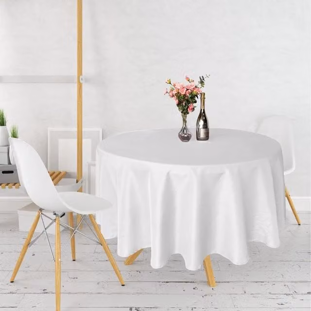 Trimming Shop Round White Polyester Tablecloth