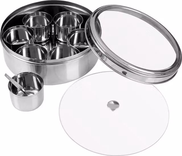 Orsina Syd 7 Piece Spice Storage Container Set with Clear Lids in Silver