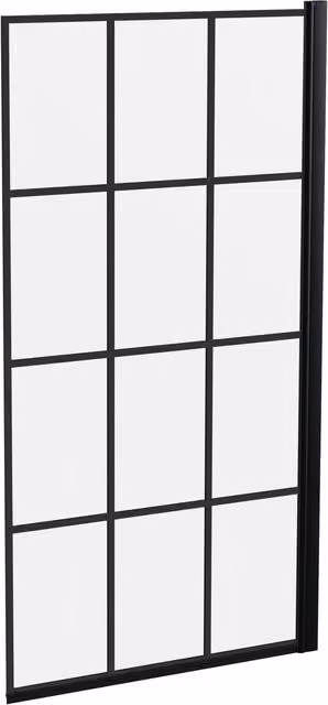 Balterley Black Framed Grid Hinged Reversible Bath Screen with 6mm Glass, W: 79 cm, H: 143 cm