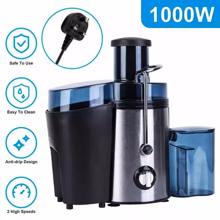 Kelvenix 1000W Centrifugal Juicer Machine and Whole Fruit Juice Maker in Silver