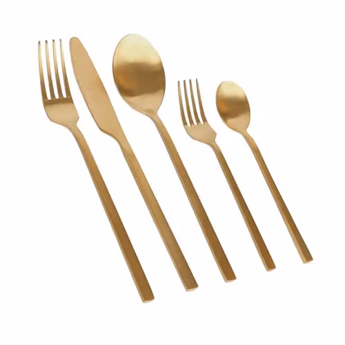 Argon Tableware 40 Piece Gold Coated Stainless Steel Cutlery Set for 8 People