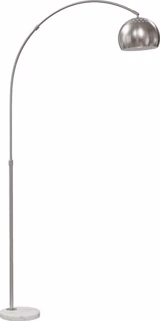 HOMCOM Modern Adjustable Arc Floor Lamp with Silver Tone Metal Finish and Black Faux Marble Base