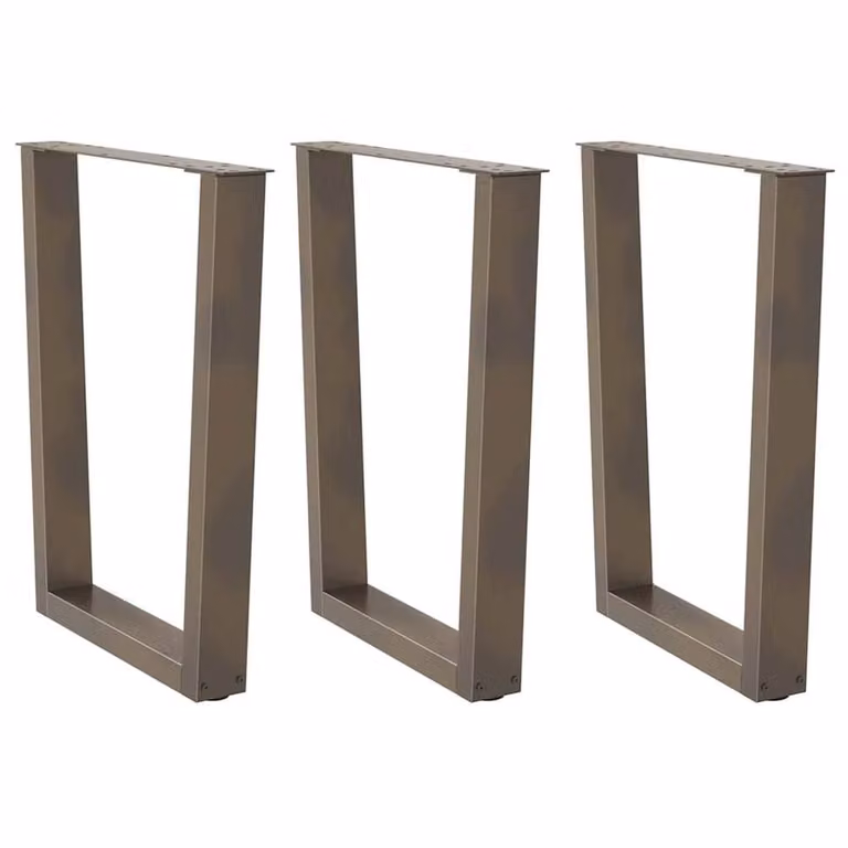 Berkfield Home Modern V-Shape Dining Table Legs, 3 Pieces, Brown Powder-Coated Steel, W/H: 70 x 72-73.3 cm