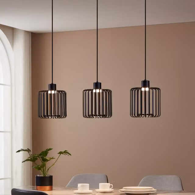 Eglo Ginestrone-Z Steel RGB 3 Light LED Pendant Light in Black