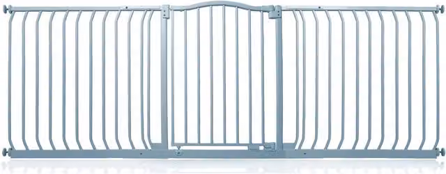 Safetots Curved Top Safety Gate in Matt Grey, Extendable No-Drill Swing Door for Doors and Stairs, Width: 197 cm - 206 cm