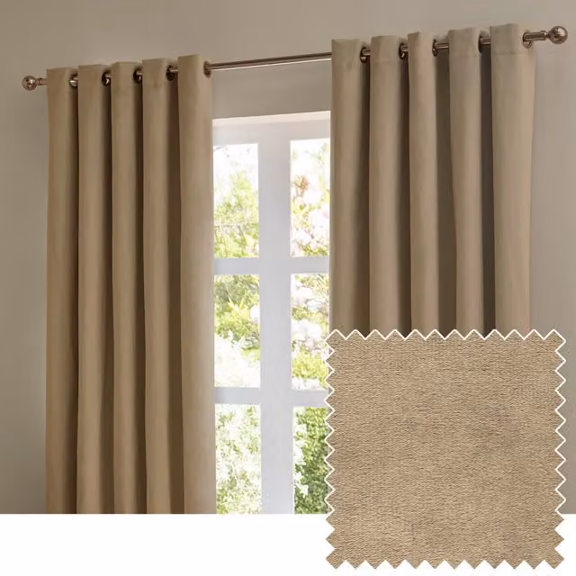 Make It A Home Set of 2 Ultimate Velvet Room Darkening Eyelet Curtains, Mocha, H: 229 cm x W: 168 cm
