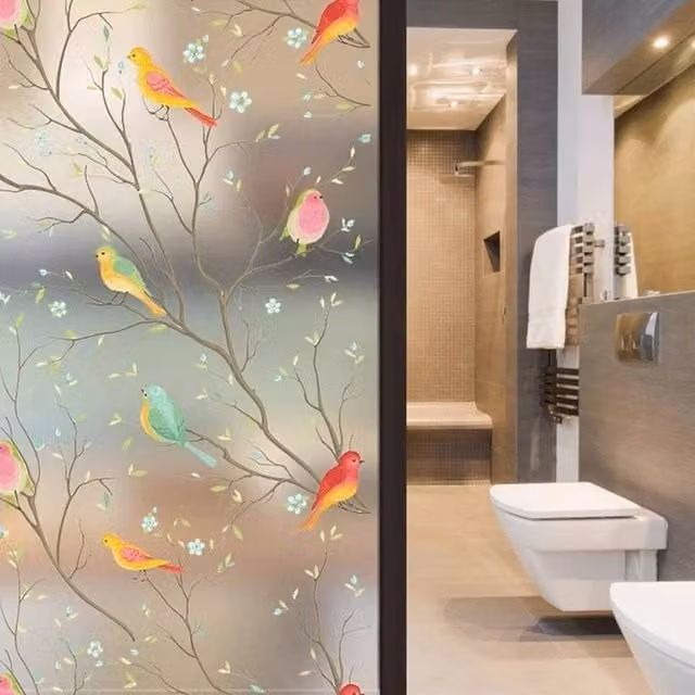PAWNORA Frosted Bird Removable Window Film, Clear, W: 45 cm, H: 200 cm