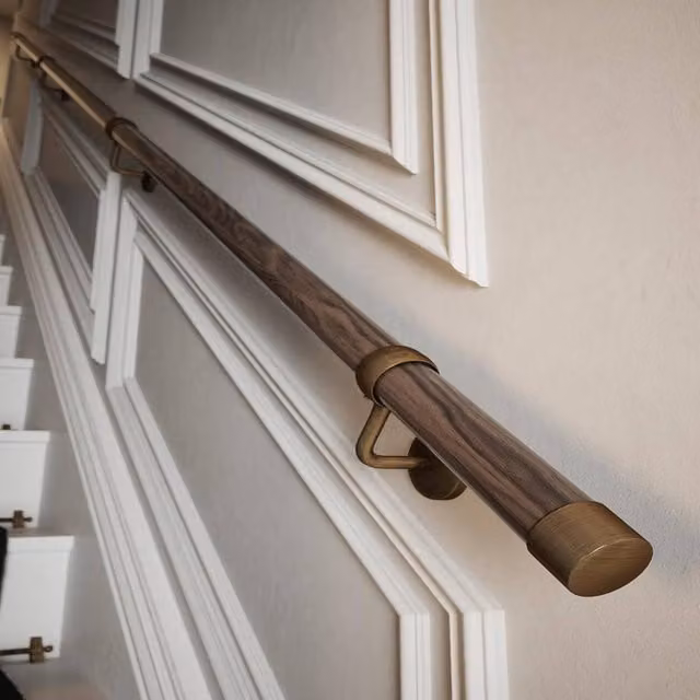 Rothley Ebony Wood Premium Easy Install Indoor Wooden Stair Handrail Kit, 3.6m, Brown