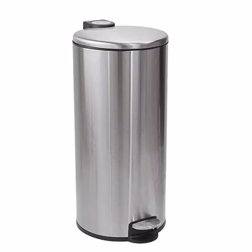 Calitek 30 Litre Stainless Steel Pedal Kitchen Bin with Removable Inner Bucket and Soft Close Lid in Silver