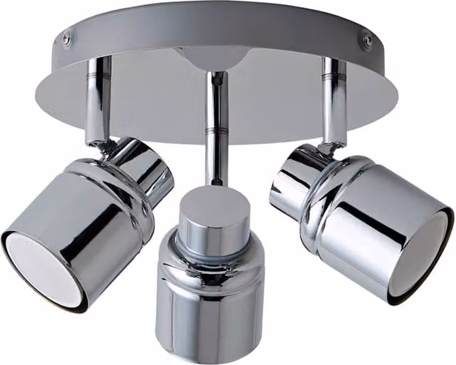 ValueLights Benton IP44 Round 3 Way Adjustable Ceiling Light with Cool White LED Bulbs, Silver