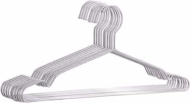 NESTLUNE 10 Pack Heavy Duty Stainless Steel Clothes Hangers in Silver, W: 100 cm, D: 15 cm