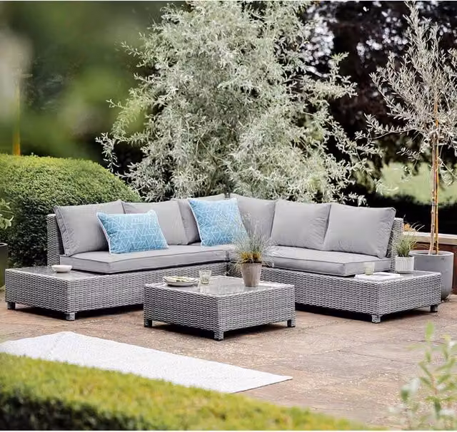 Chilli Seating Monte Carlo Stone Modular L-Shape Outdoor Garden Furniture Lounger in Grey