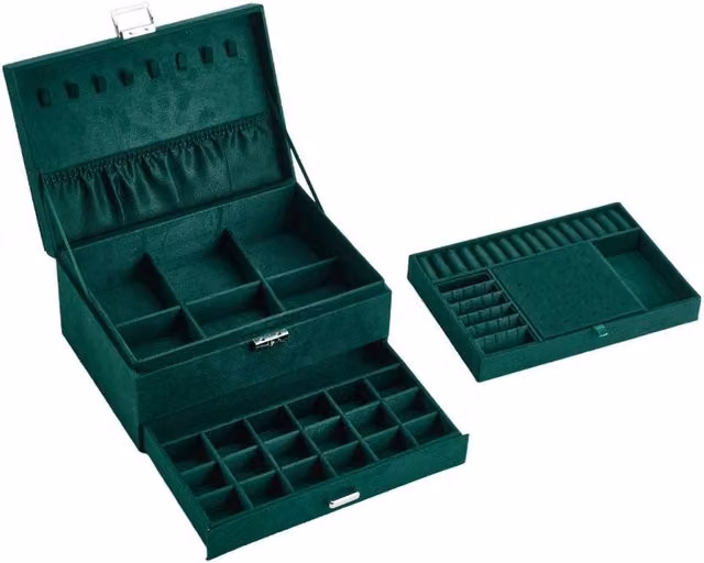 KORVIXA Portable Travel Jewellery Box Organiser in Green
