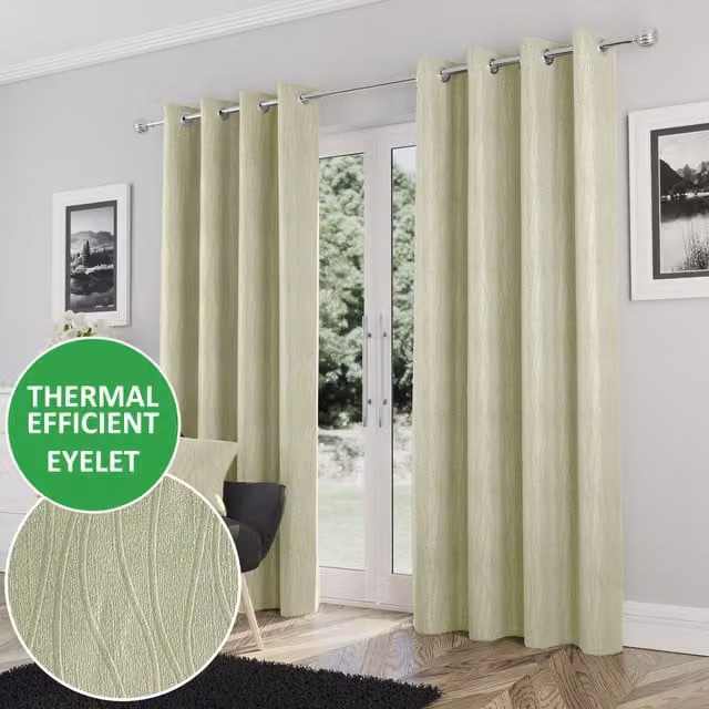 Enhanced Living Goodwood Eyelet Thermal Room Darkening Curtains, Green, W: 183 cm, H: 229 cm