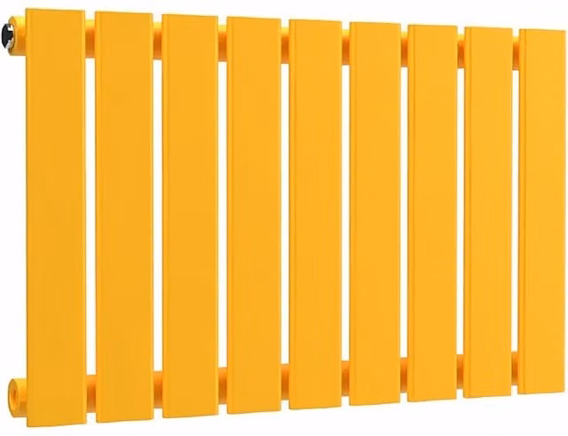 Lux Heat Single Flat Horizontal Steel Radiator in Sunflower Yellow, W: 63 cm, H: 40 cm