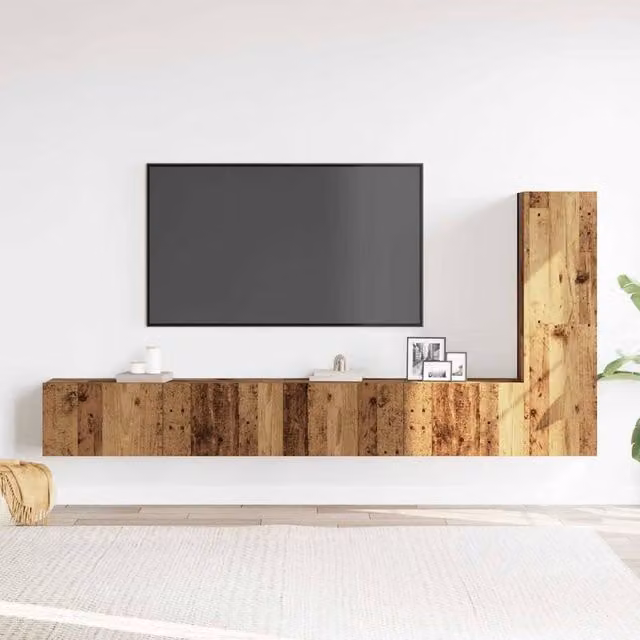 Berkfield Home Classic 3 Piece Wall-Mounted TV Cabinet Set in Brown and Multicolour Engineered Wood