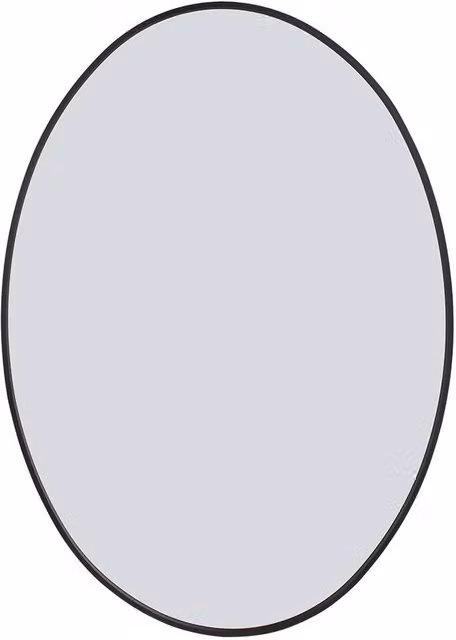 Living and Home Oval Modern Aluminium Alloy Framed HD Float Glass Bathroom Mirror in Black