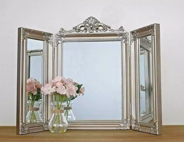 Marco Paul Silver Shabby Chic Rectangular Tabletop Dressing Table Mirror