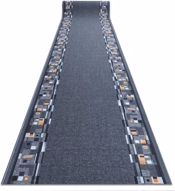 RugsX Anti-Slip Geometric Bombay Runner in Grey, W/D: 80 x 130 cm