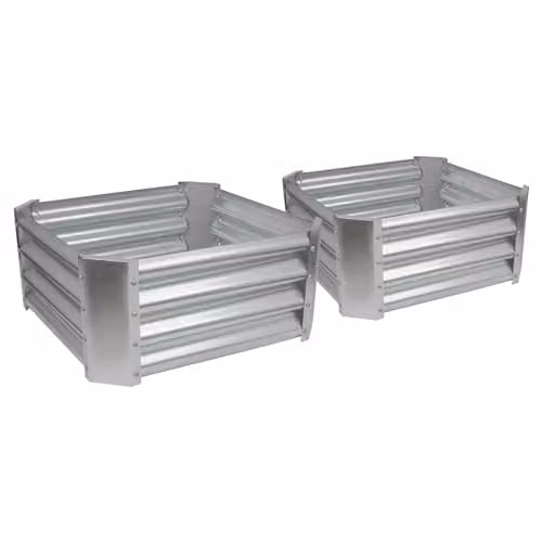Harbour Housewares Pack of 2 Galvanised Steel Raised Garden Beds in Silver, W/D/H: 60 x 60 x 30 cm