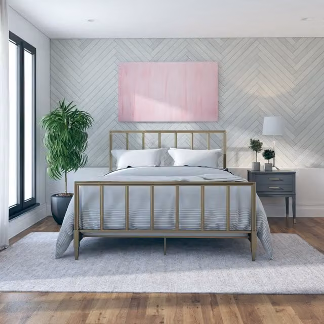 CosmoLiving CL Blair Brass Metal Bed in Gold
