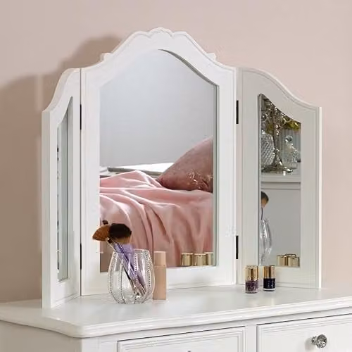 Melody Maison White Shabby Chic Tabletop Vanity Mirror