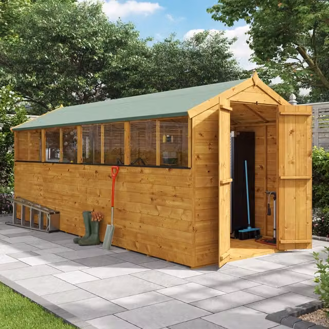 BillyOh Rustic Wooden Apex Gable Shed with Windows in Brown