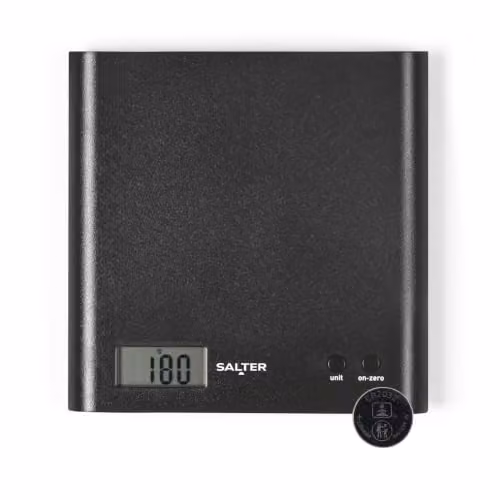 Salter Arc Digital Kitchen Scale in Black with Add and Weigh Function and Digital Display, 3 kg Capacity