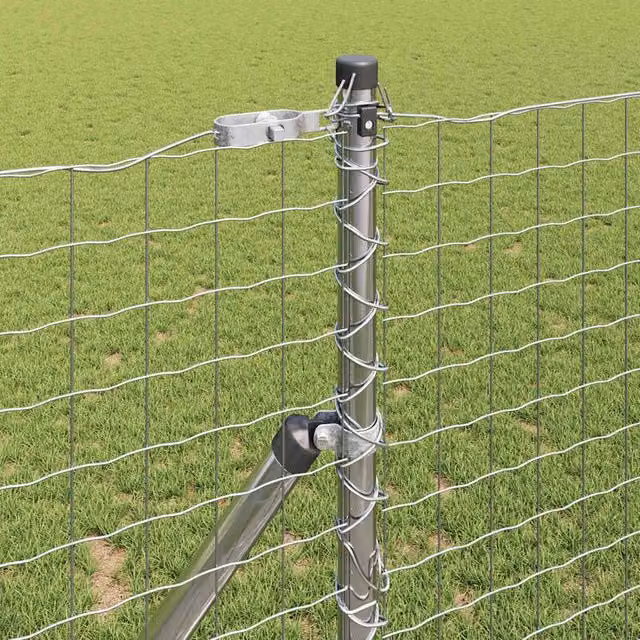 Berkfield Home Versatile Round Galvanised Steel Fence Posts in Silver, H: 190 cm, Diameter: 3.2 cm, 7 Pieces