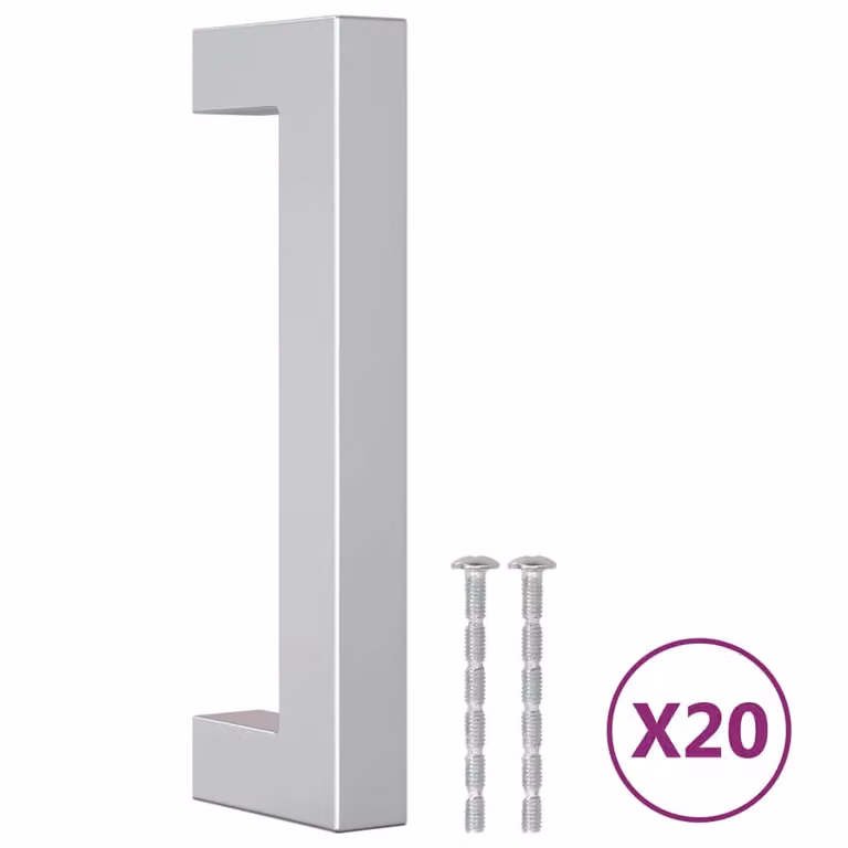 Berkfield Home 20 Pack Silver Brushed Stainless Steel Bar Cabinet Handles, 96 mm