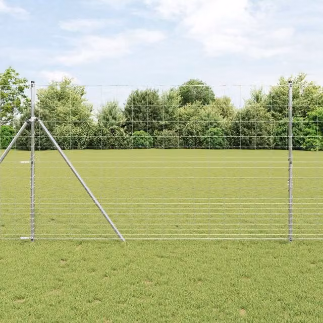 Berkfield Home Field Fence in Silver Galvanised Steel, W: 10 m, H: 1.5 m