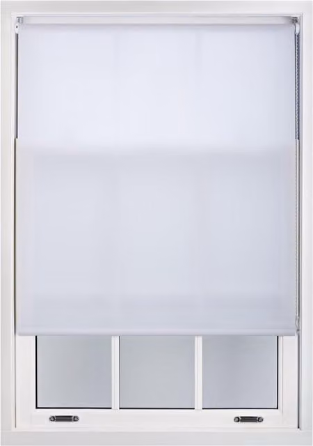 Furnished White Semi-Transparent Polyester Roller Blinds, W: 110 cm, H: 210 cm