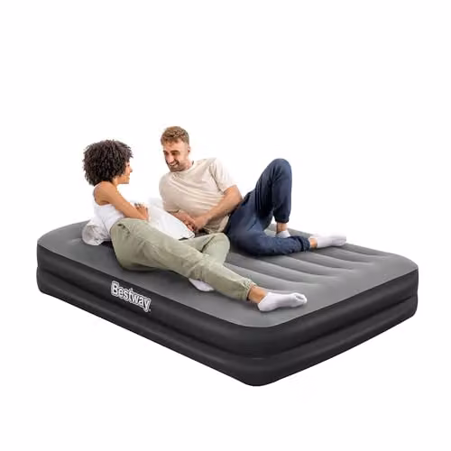 Bestway TriTech Double Airbed with Built-In Pump in Black and Grey, W/D/H: 200 x 150 x 46 cm