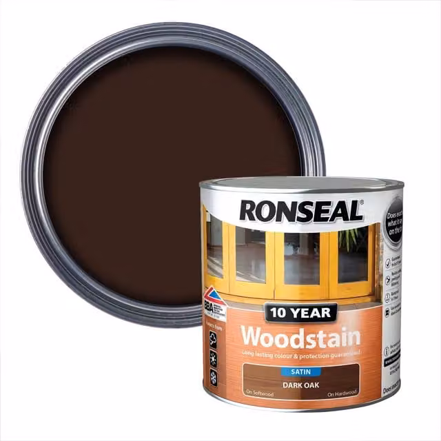 Ronseal 10 Year Woodstain Dark Oak, Brown, 2.5 l