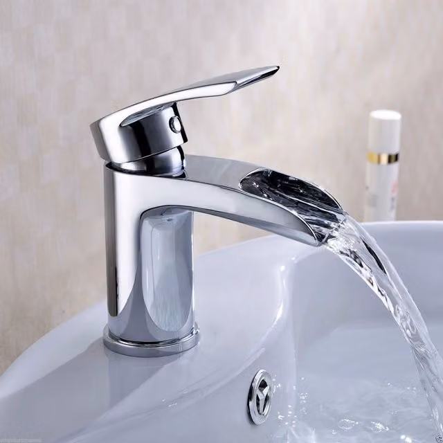 Nes Home Virgo Waterfall Basin Mono Mixer Tap in Chrome and Silver, Solid Brass