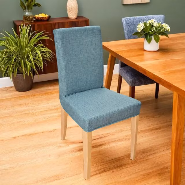 Gardenista Duckegg Blue and Green Tailored Dining Chair Seat Slipcover Set of 4