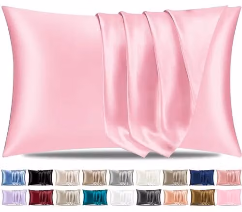Pamposh Pink Satin Silk Pillowcases, 2 Pack, W/D/H: 50 x 75 x 0 cm