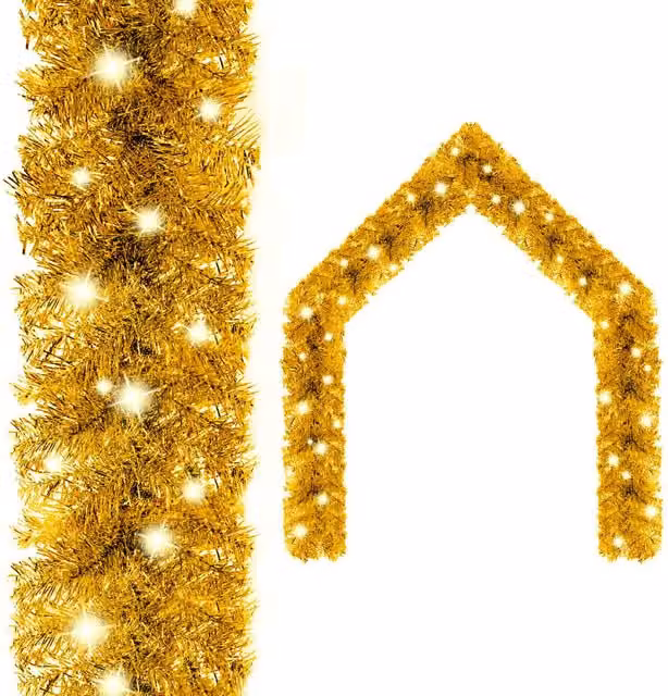 Berkfield Home Christmas Garland with LED Lights in Gold