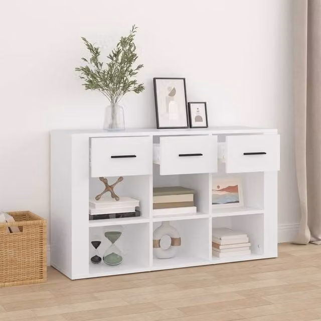 Berkfield Home Modern White Sideboard in MDF, W/D/H: 100 x 30 x 59.5 cm