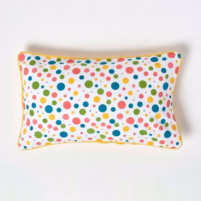 Homescapes Multicolour Dotted Cotton Cushion Cover, W: 50 cm x H: 50 cm