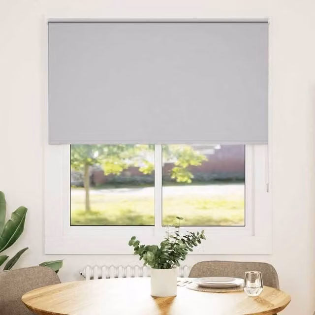 Berkfield Home Blackout Roller Blind in Light Grey, Thermal Insulating Polyester Fabric, W: 95 cm, H: 175 cm