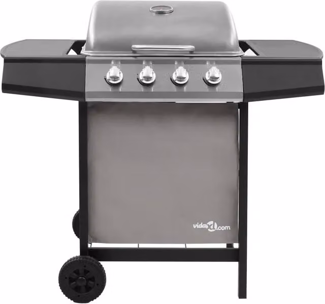 Berkfield Home 4 Burner Gas BBQ Grill with Cart in Black and Silver