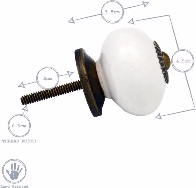 Nicola Spring Polished White Ceramic Cupboard and Drawer Knobs, Pack of 24