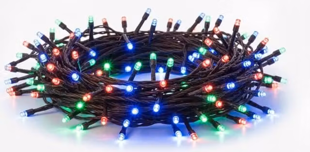 Pegdev RGB LED Cluster Lights with Flash, Multicolour, Black Cable, Connectable, 5m